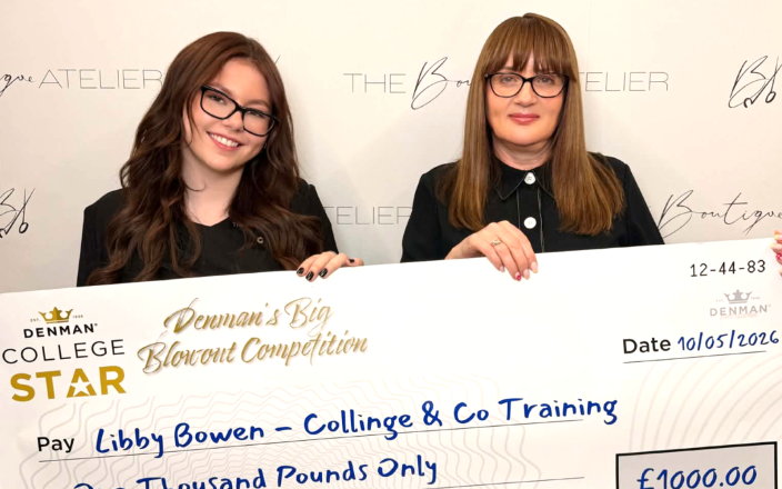 Denman College Star winner Libby Bowen receives £1,000 prize cheque for winning the 2026 Big Blowout Competition.