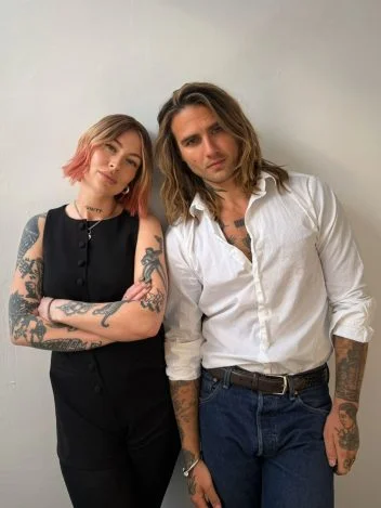 Portrait of Lydia Wolfe and Jack Mead of Jack & the Wolfe, showcasing contemporary hair artistry, creative talent and modern salon education.
