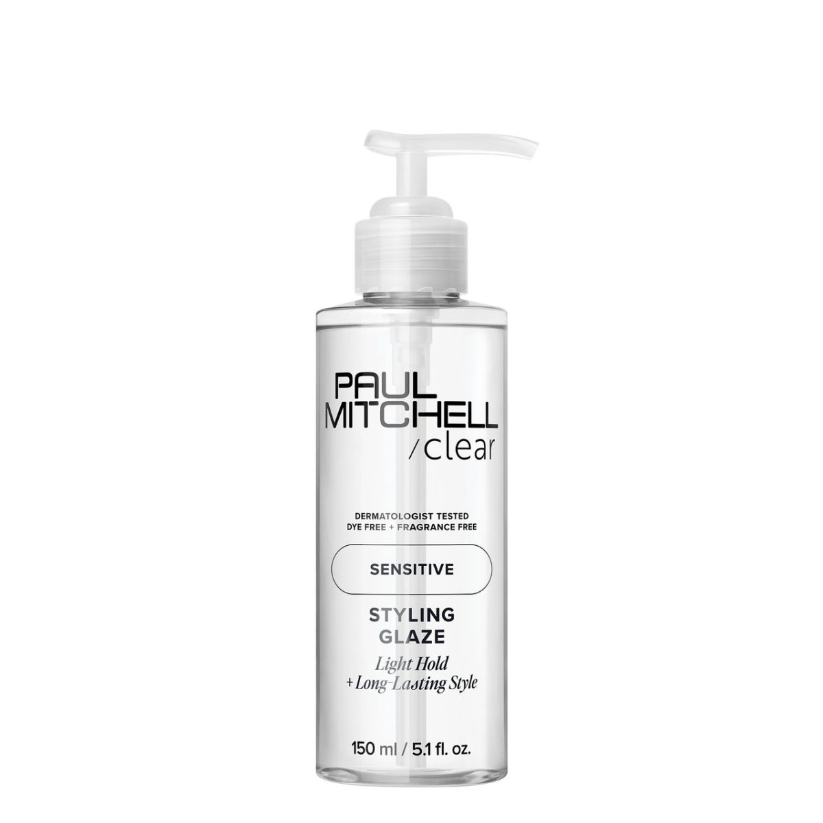 Paul Mitchell Clear Styling Glaze for sensitive scalps, fragrance-free styling product with light hold and frizz control
