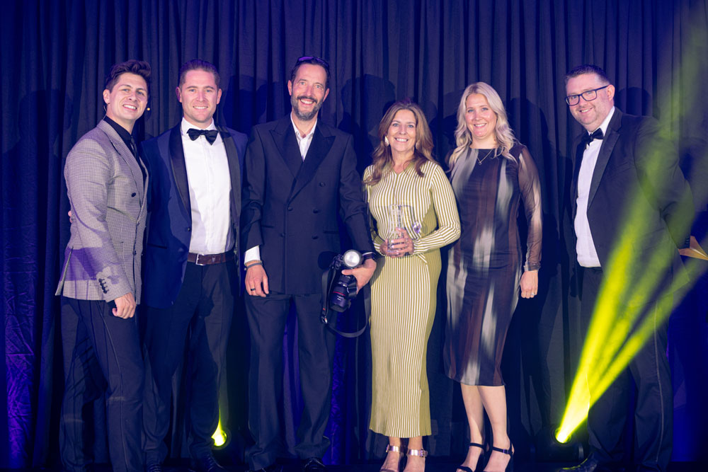 Q Hair and Beauty team celebrate winning the Large Business Award at the Chichester and Bognor Business Awards ceremony.