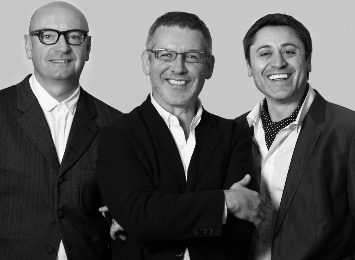 Portrait of Mahogany founders Neil Barton, Colin McAndrew and Antony Mascolo, renowned leaders in creative hairdressing and education.