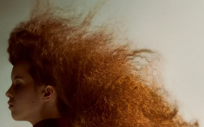 Butchers Tender Gravity collection featuring sculptural copper textured hair with soft movement and editorial styling.