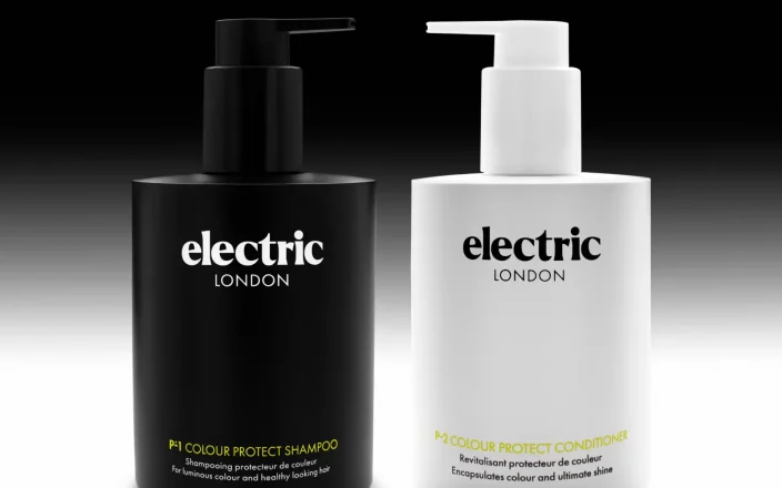 Black and White branded product bottles by Electric London .