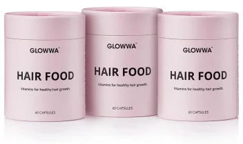 Pink Glowwa Hair Food products stood side by side.