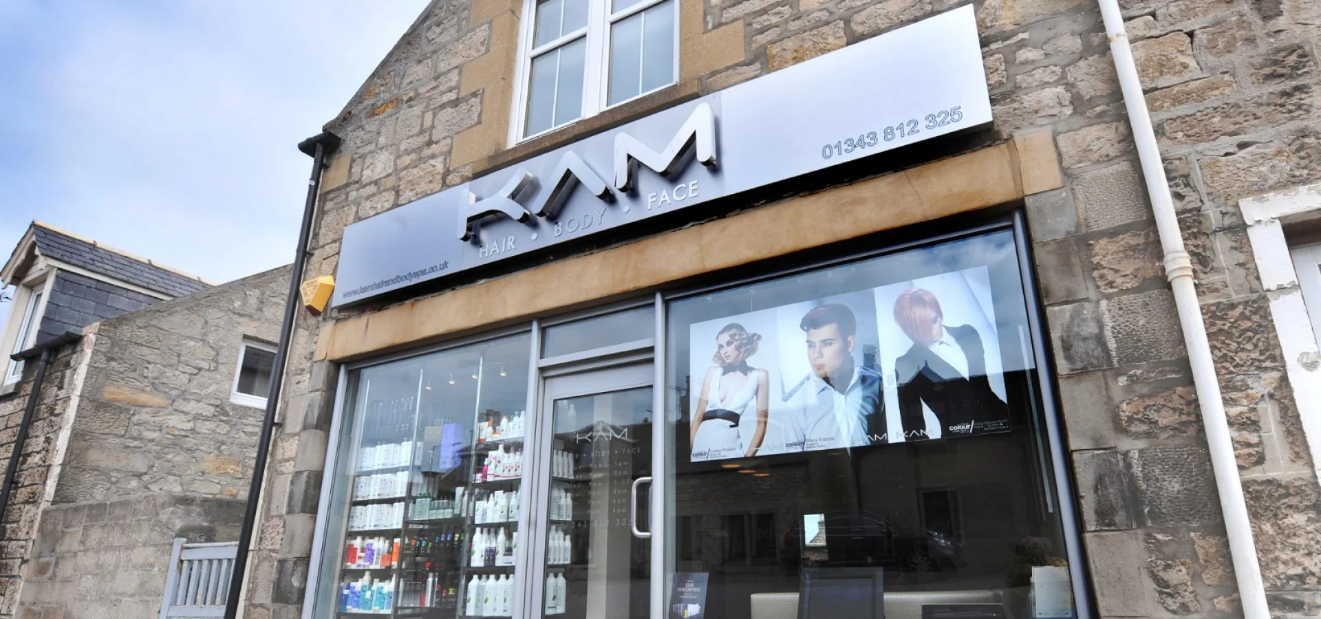 Exterior shot of KAM salon.