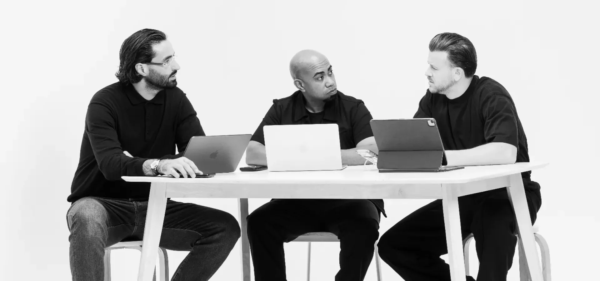 Black and white image of Menspire team.