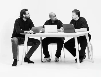 Black and white image of Menspire team.