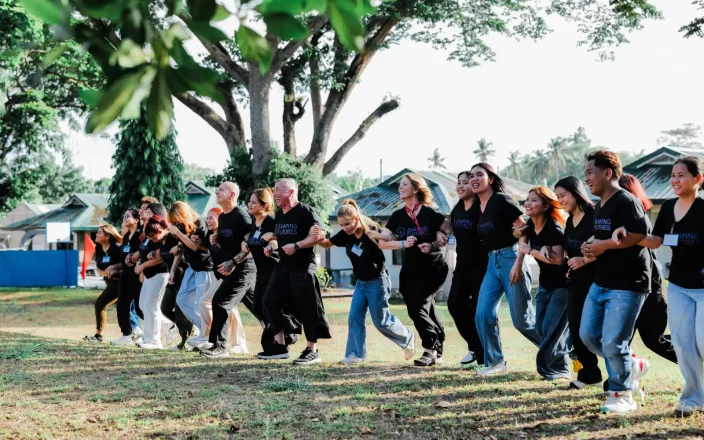 An outdoor activity with SKP students on a Shaping Futures trip.