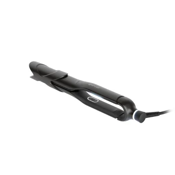 Black ghd Sculpt AI-powered professional styler with protective nose guard and Heat-Adapt Technology on white background.