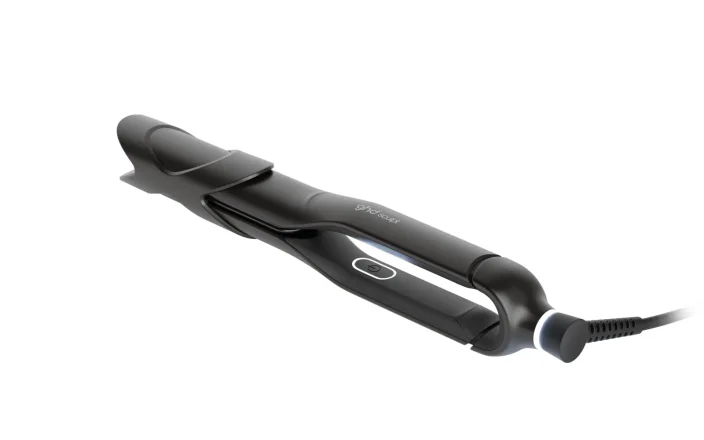 Black ghd Sculpt AI-powered professional styler with protective nose guard and Heat-Adapt Technology on white background.