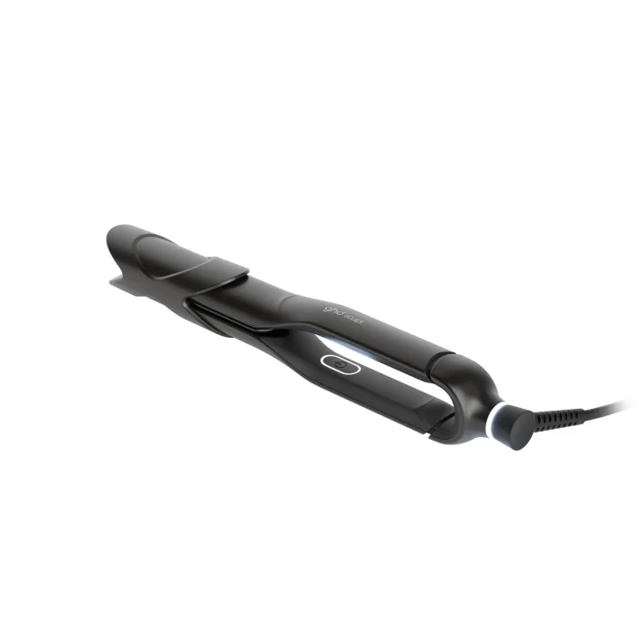 Black ghd Sculpt AI-powered professional styler with protective nose guard and Heat-Adapt Technology on white background.