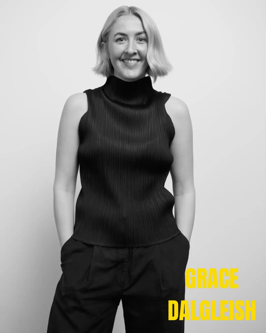 A black and white image of Grace Dalgleish.