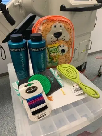 OSMO donations from HBSA Members in a hospital room at Belfast Children’s Hospital.
