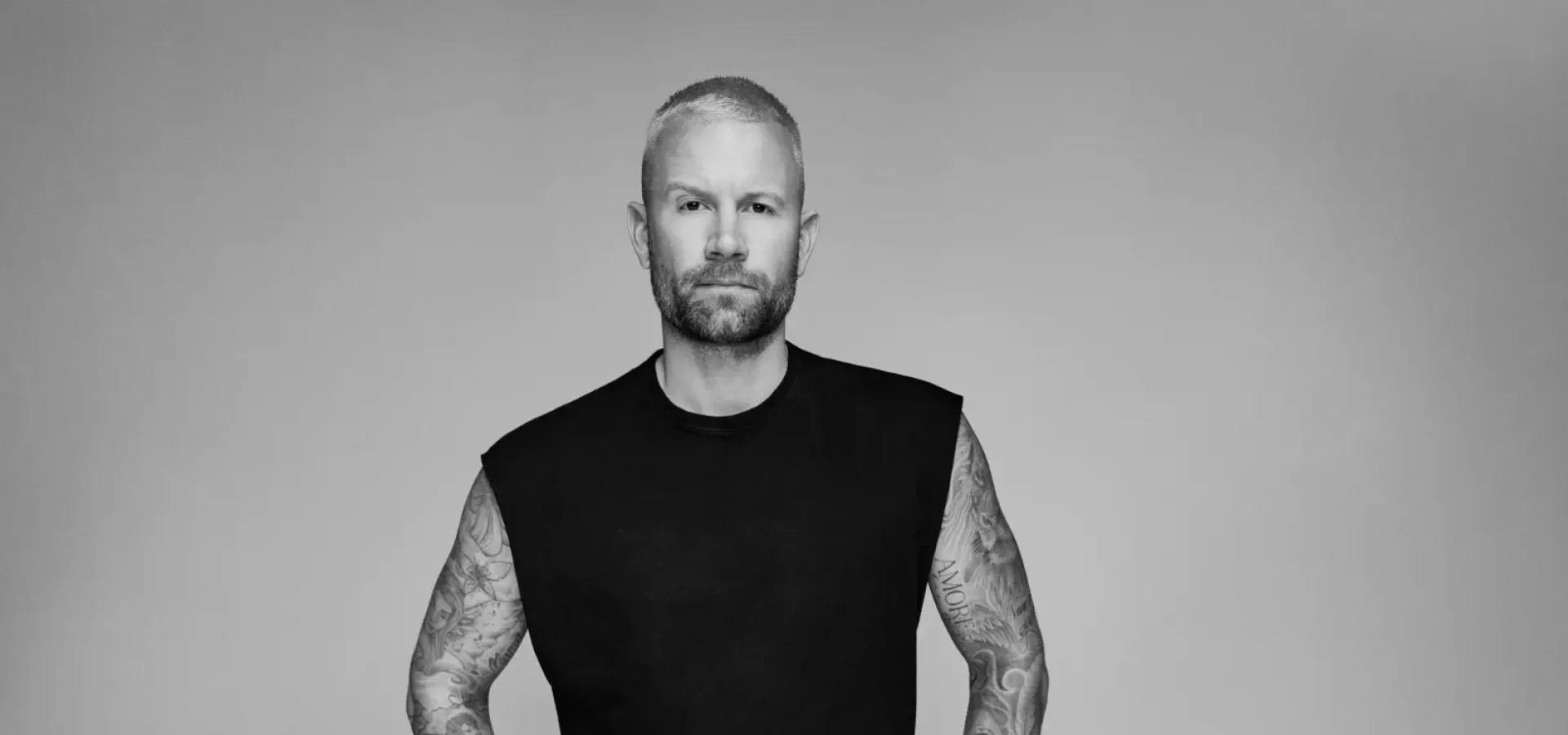 Black and white image of Luke Benson.