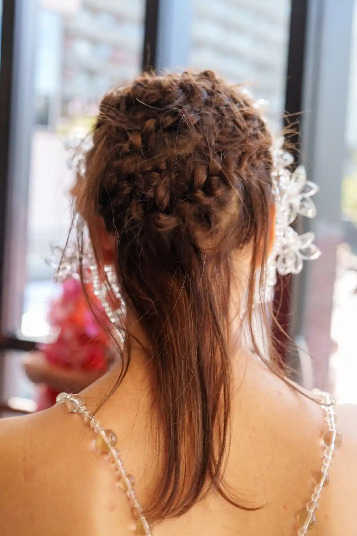 Close up of braided hair st LFW SS27 Susan Fang.