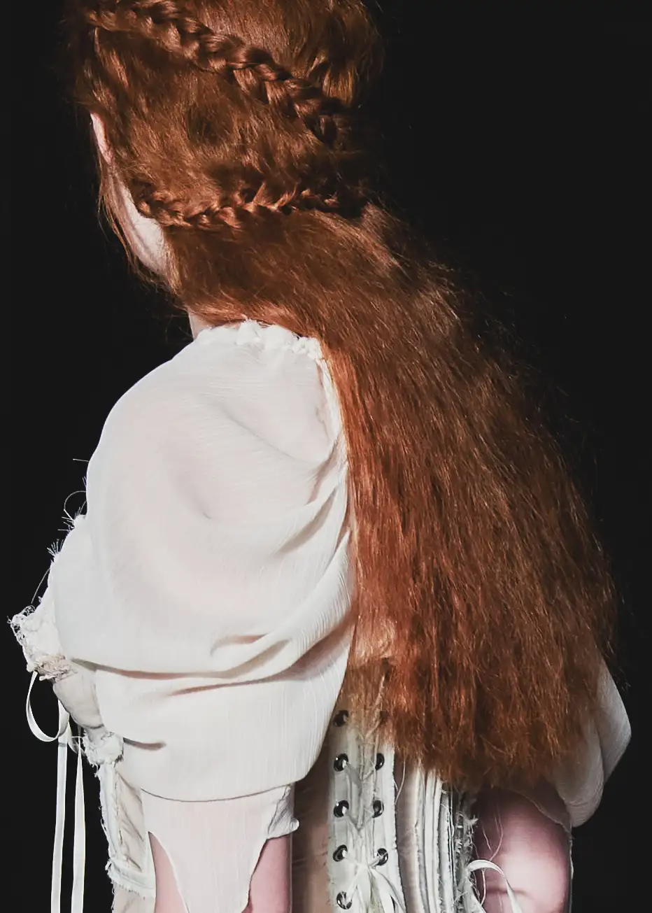 Model with long ginger hair at LFW DREAMING ELI SS27