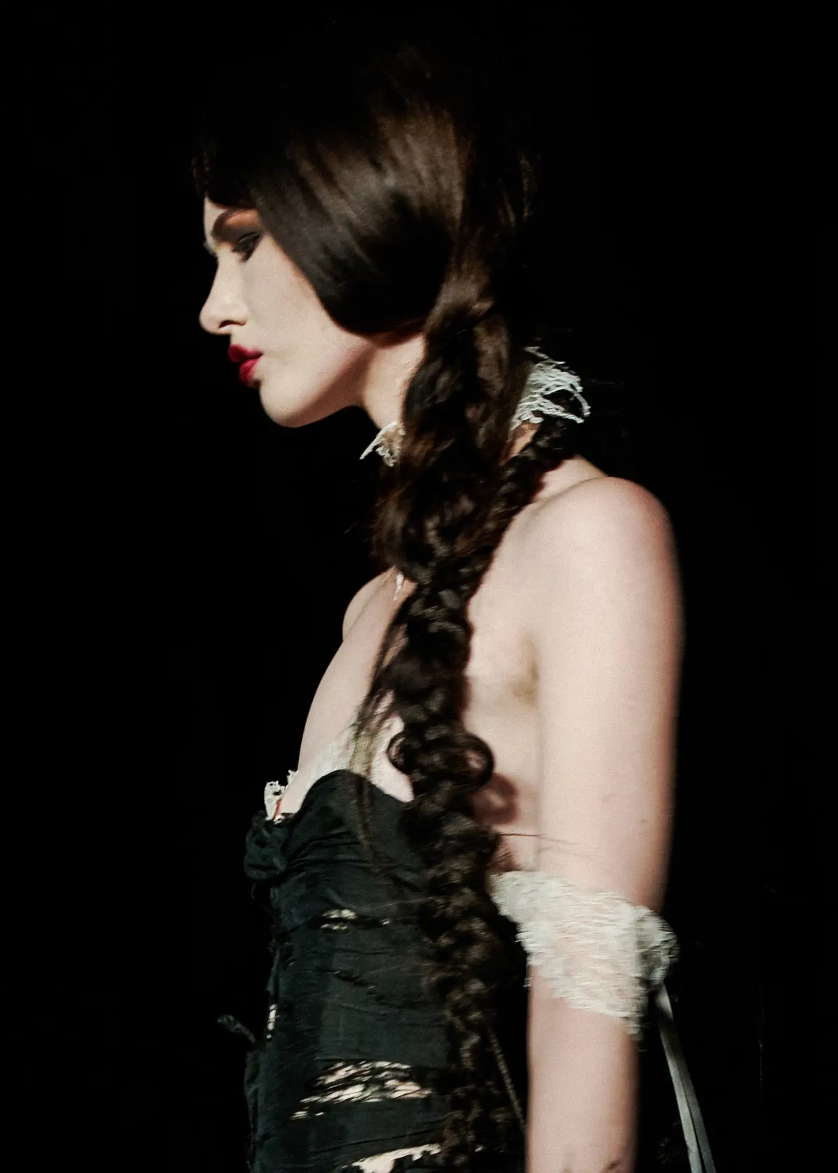 Model with side tousled braid at LFW DREAMING ELI SS27.