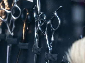 A selection of barber scissors.