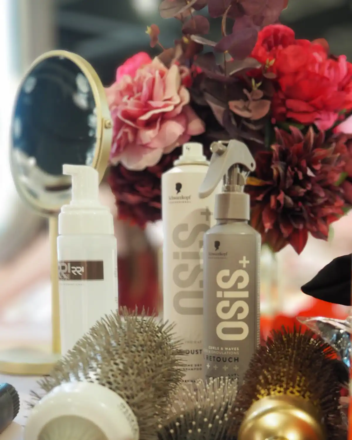 OSIS products on a dressing table.