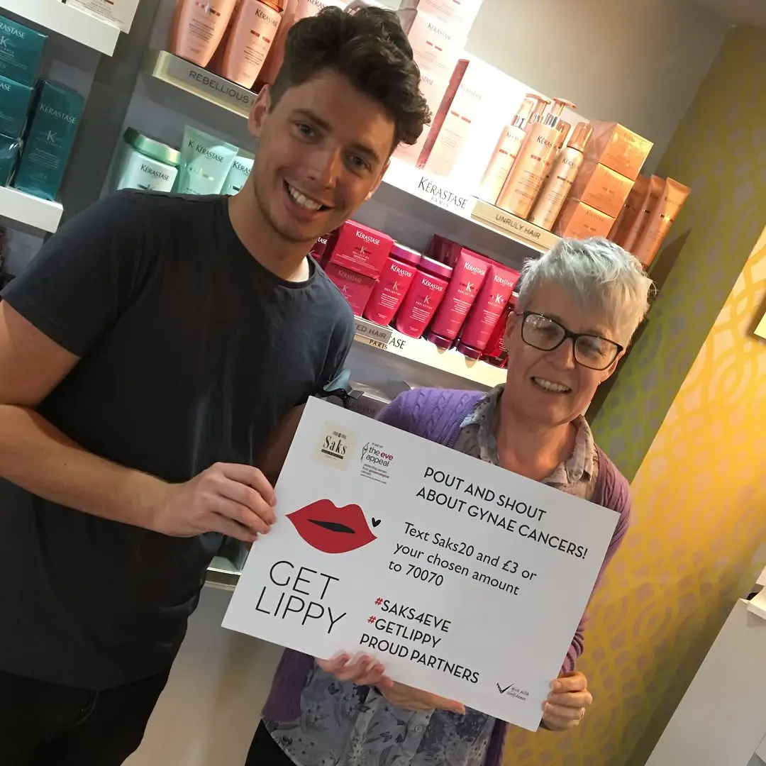 Team fundraising in a Saks salon.
