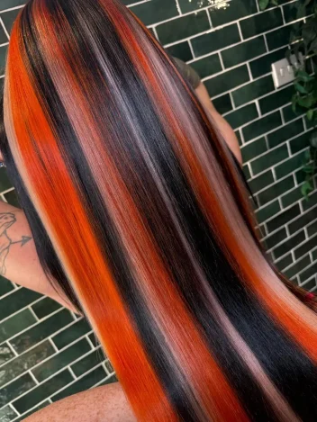 Calico hair Halloween trend.