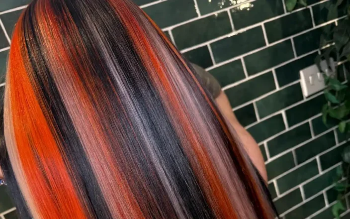 Calico hair Halloween trend.