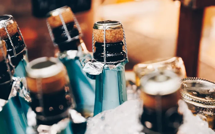 Champage bottles at the shopping event.
