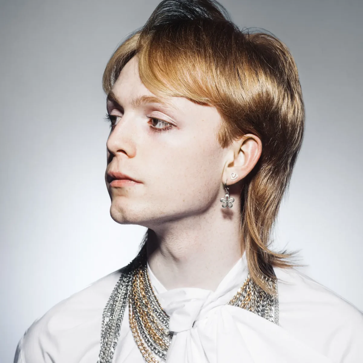Layered mullet hairstyle from Rainbow Room George Square’s Rebellion collection, inspired by 70s punk and David Bowie.