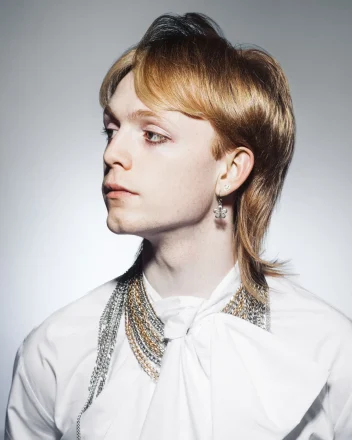 Layered mullet hairstyle from Rainbow Room George Square’s Rebellion collection, inspired by 70s punk and David Bowie.