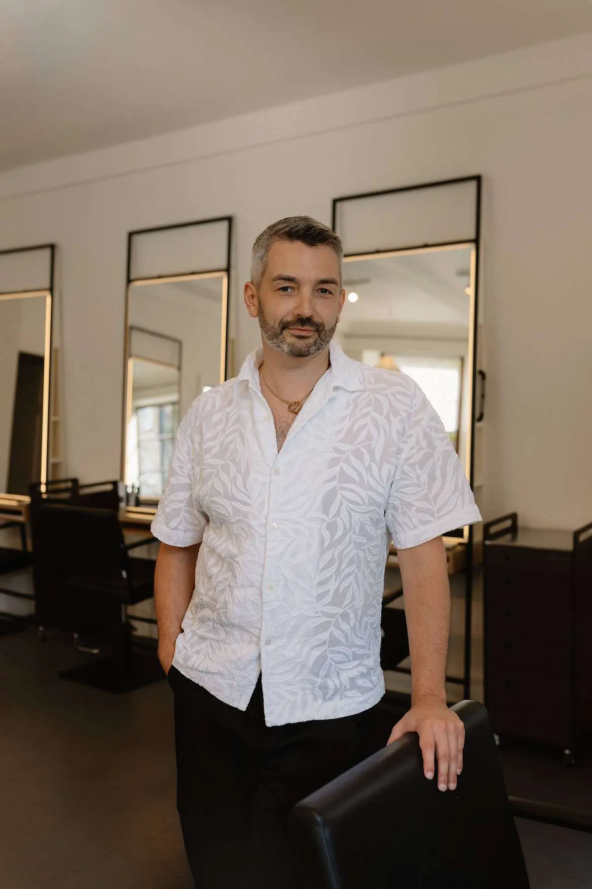 Founder Robbie at Roku Salon and Head Spa immersive client event.