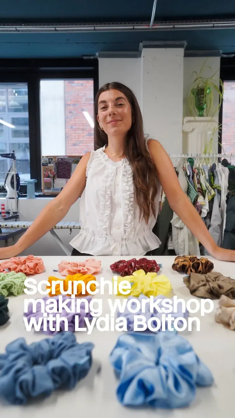 Lydia Bolton with scrunchies in her workshop.