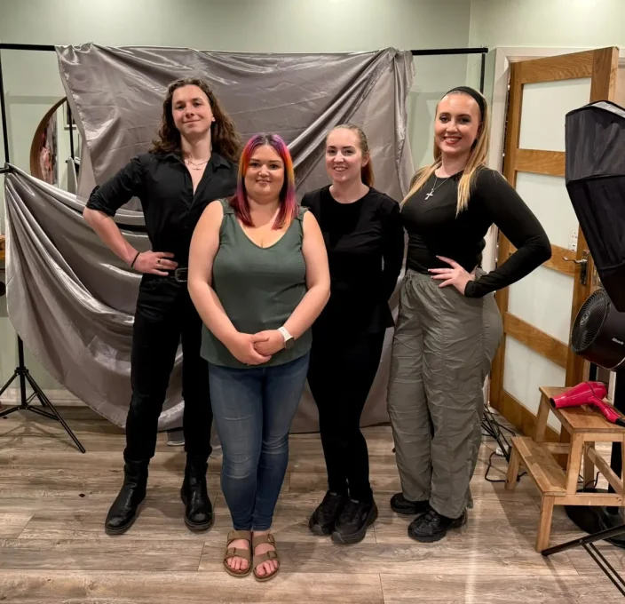 Staff from Safy B's on set at a hair photoshoot
