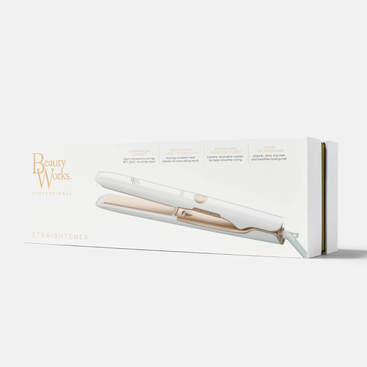 Beauty Works branded box for its new straighteners.