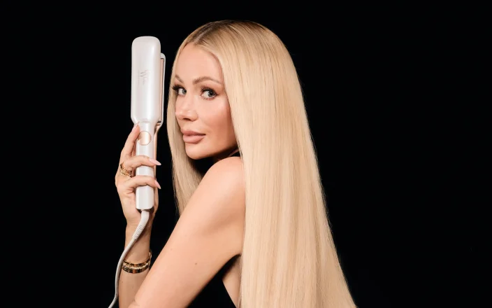 Olivia Atwood with the new Beauty Works straightener.