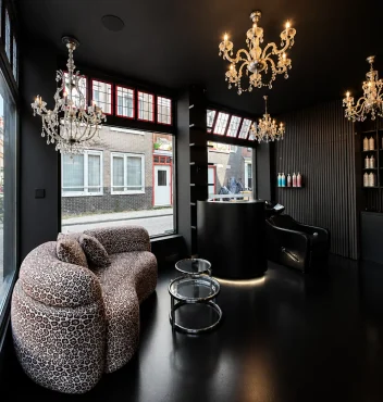Interiors of Larissa Love's Amsterdam salon.